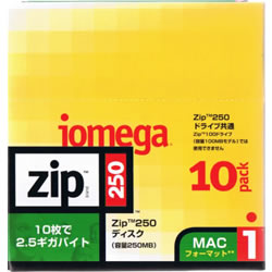 Zip 250 Disk (容量250MB) MACフォーマット 10枚パック詳細へ
