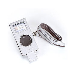 ̑ Luxa Plus leather case for iPod nano with lanyard-White (N-LP-W)